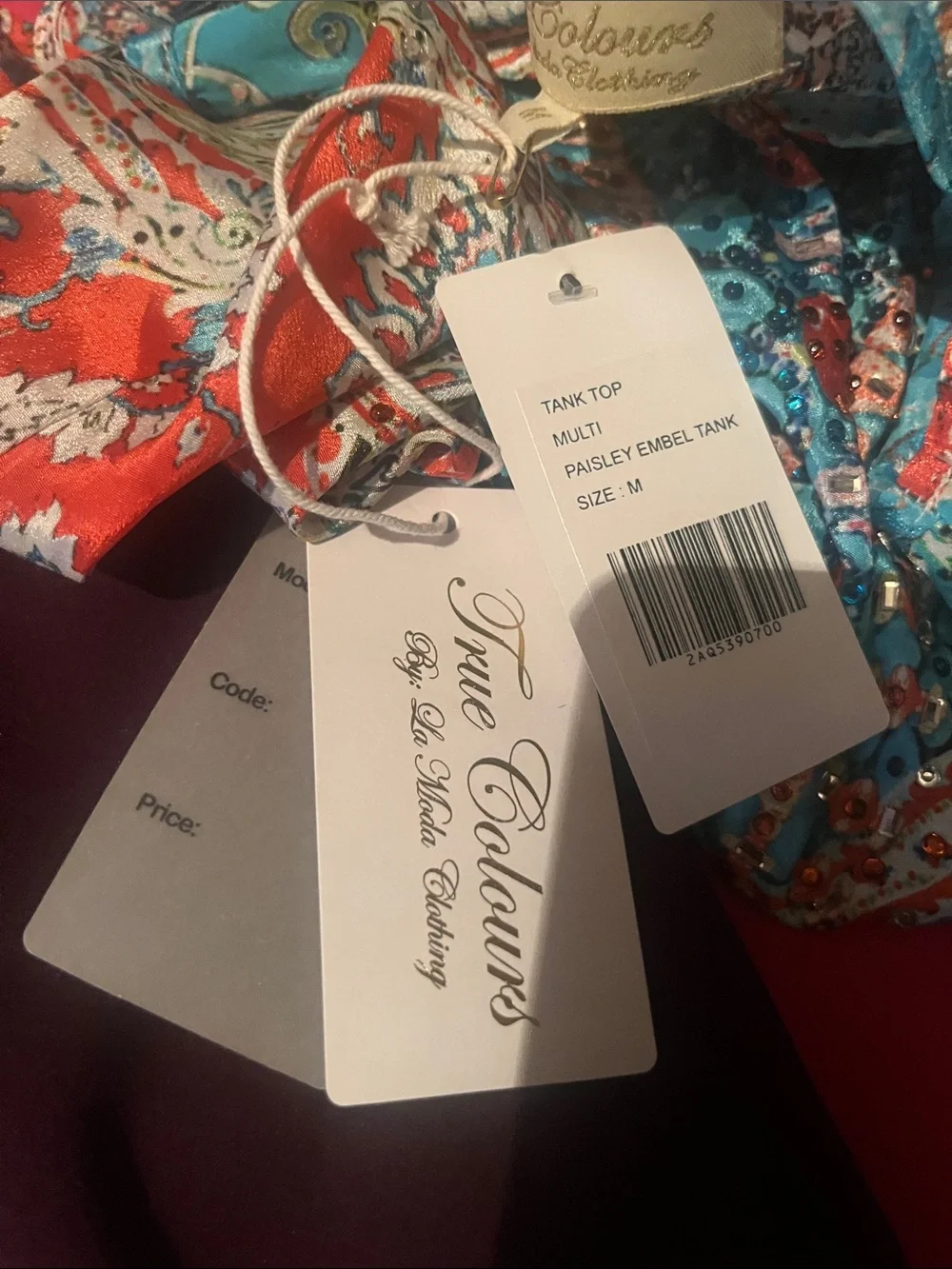 Paisley Print Two-Piece Skirt Set in Coral & Turquoise
